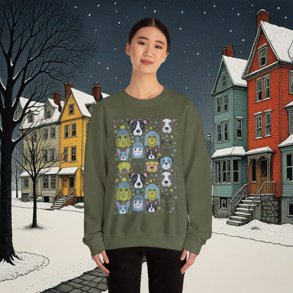 Unisex Heavy Blend Crewneck Sweatshirt | Winter Doggies Design | 14 colors