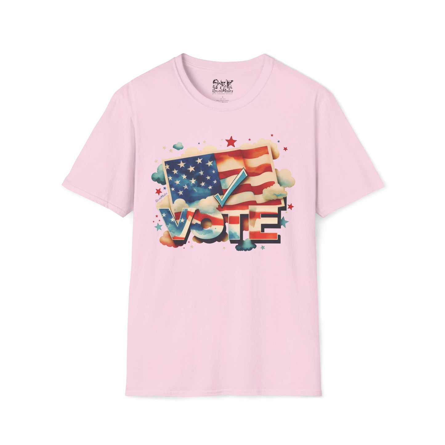 Unisex Softstyle T-Shirt | Solid Colors | VOTE Watercolor Design | US Elections | 15 colors