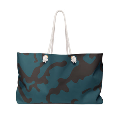Weekender Beach Bag | All Over Print Bag | Camouflage Turquoise & Brown Design