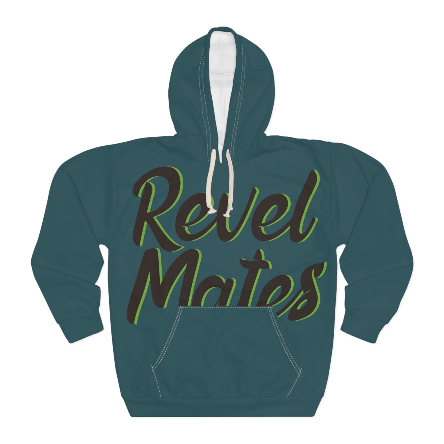 Unisex Cut & Sew Pullover Hoodie | All Over Print Hoodie | Turquoise & Brown RevelMates Design