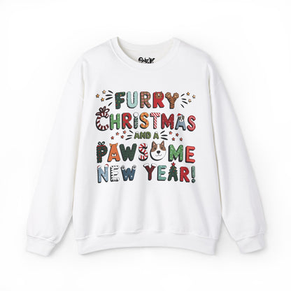 Unisex Heavy Blend™ Crewneck Sweatshirt | Solid Colors | Furry Christmas Design | 15 colors