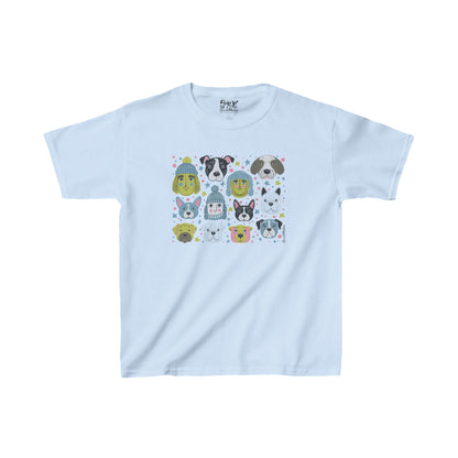 Youth Unisex Heavy Cotton T-Shirt | Winter Doggies Design | 9 colors