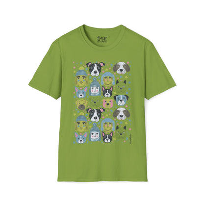 Unisex Softstyle T-Shirt | Winter Doggies Design | 15 colors