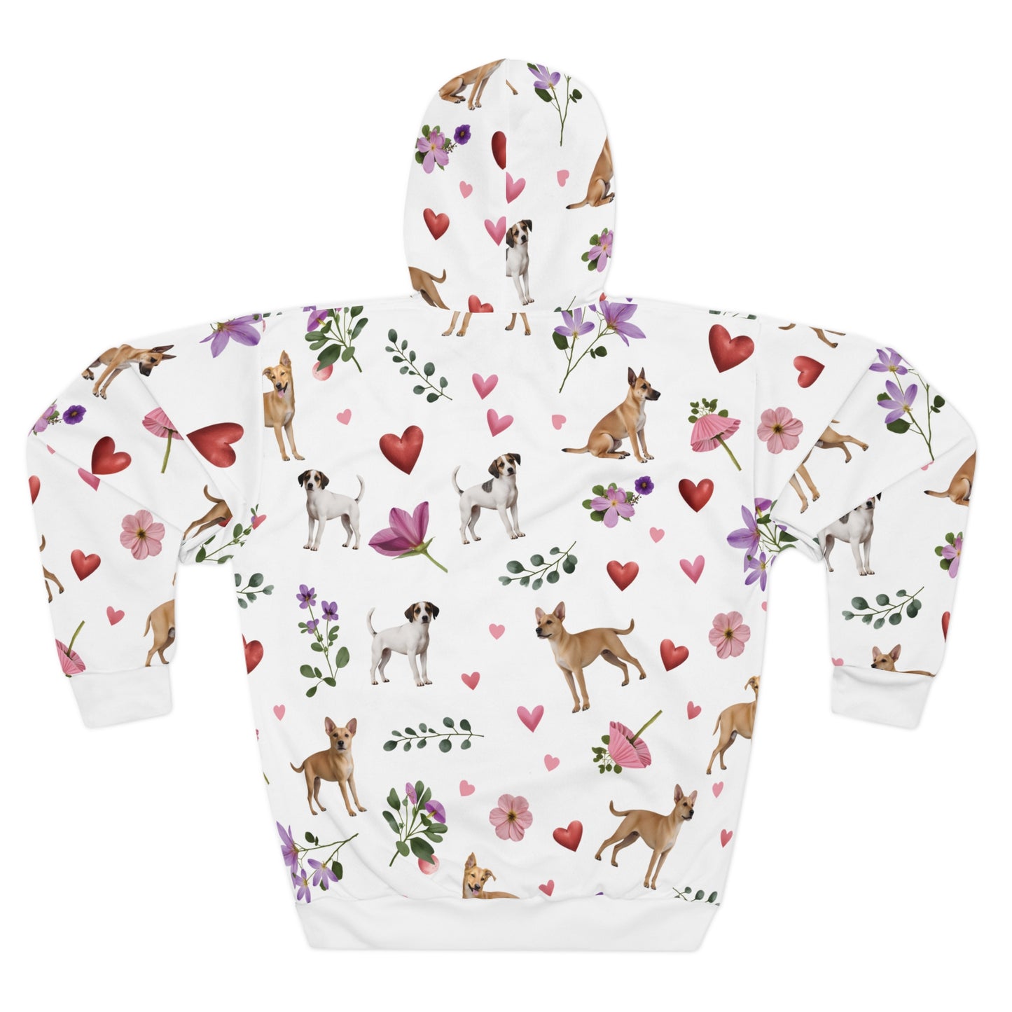 Unisex Cut & Sew Pullover Hoodie | All Over Print Hoodie | Puppy Love Design