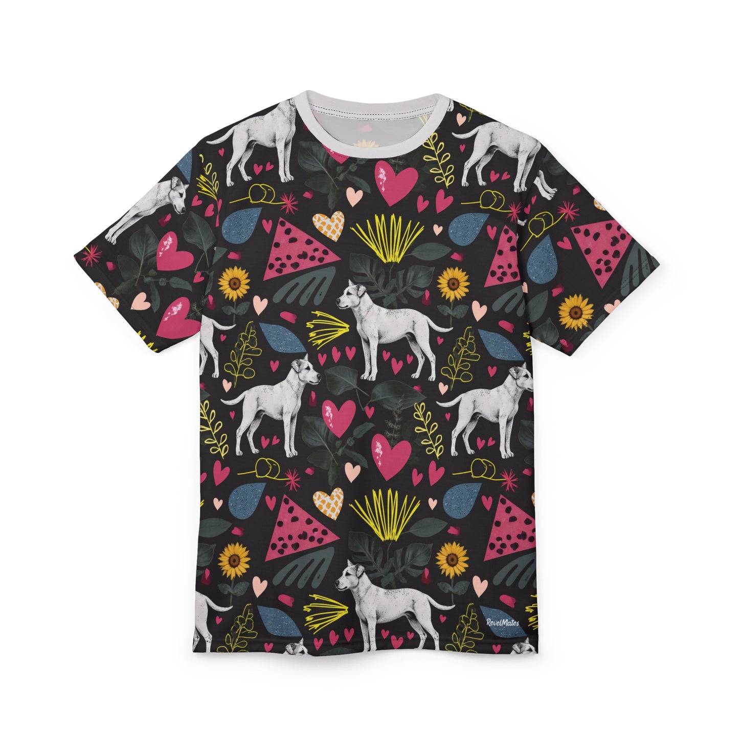 Unisex Cut & Sew T-Shirt | All Over Print Tee | Hearts & Tails Design