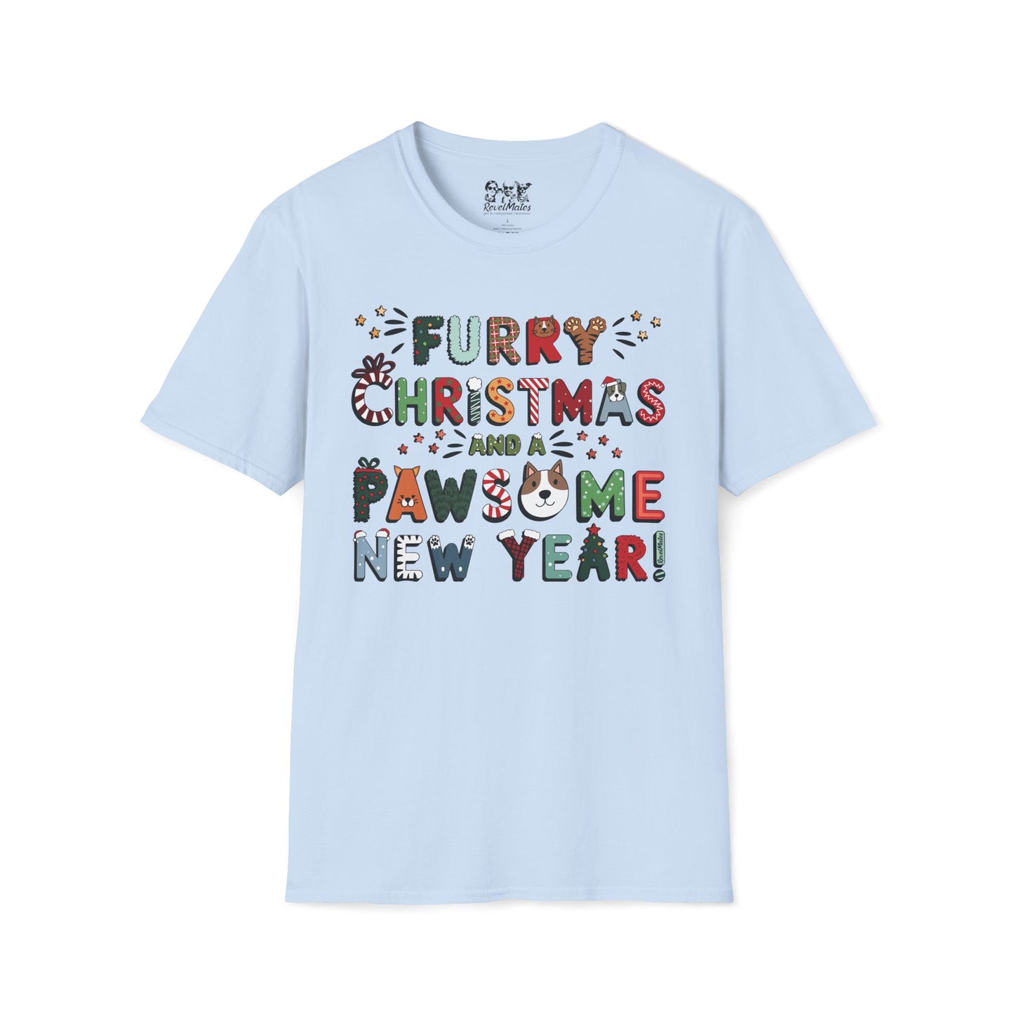 Unisex Softstyle T-Shirt | Solid Colors V.2 | Furry Christmas Design | 15 colors