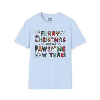 Unisex Softstyle T-Shirt | Solid Colors V.2 | Furry Christmas Design | 15 colors