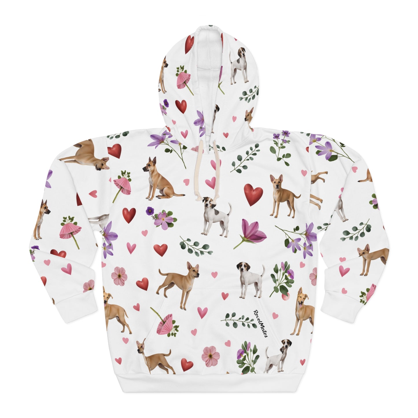 Unisex Cut & Sew Pullover Hoodie | All Over Print Hoodie | Puppy Love Design