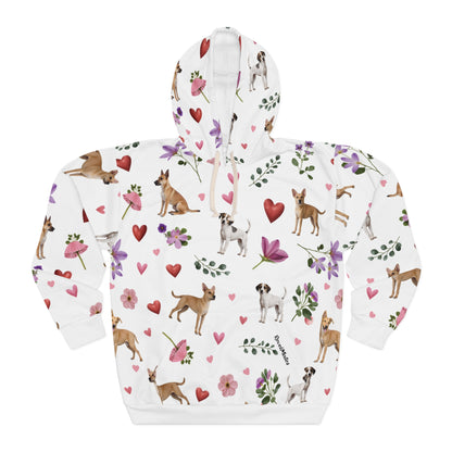 Unisex Cut & Sew Pullover Hoodie | All Over Print Hoodie | Puppy Love Design