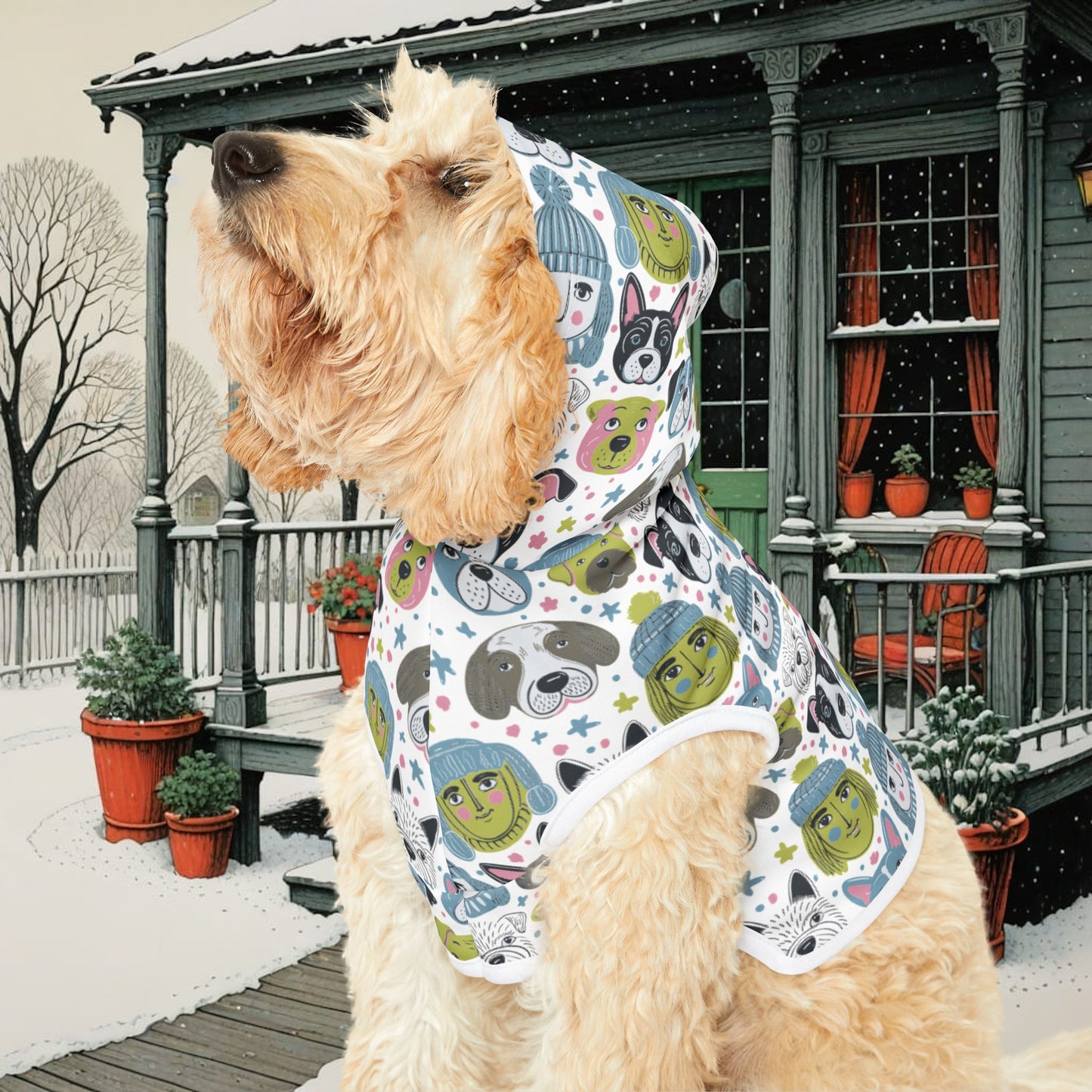 Pet Hoodie | for Dogs and Cats | Winter Doggies Design