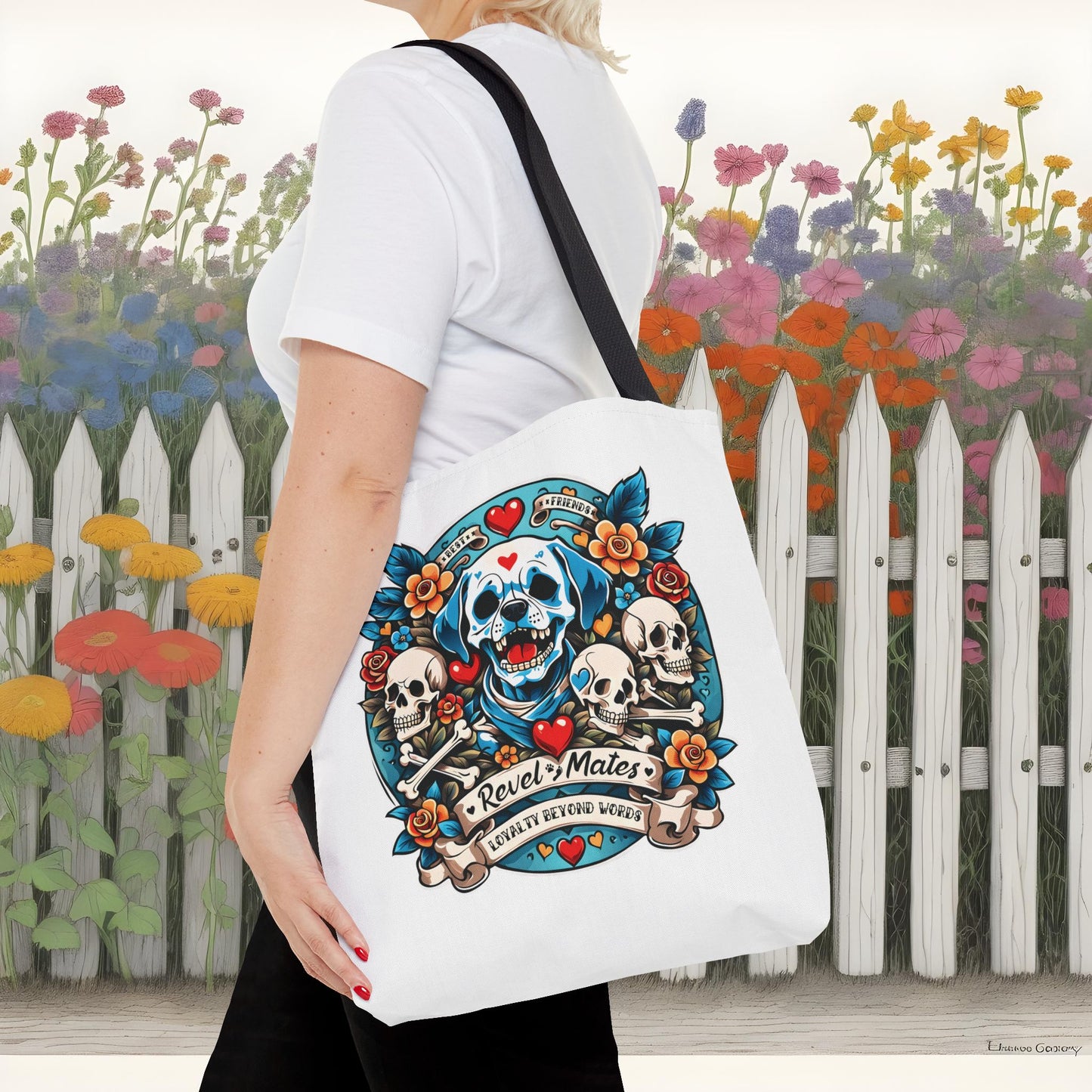 Tote Bag | All Over Print Bag | Dog Skull Tattoo Design