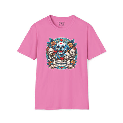 Unisex Softstyle T-Shirt | Solid Colors | Dog Skull Tattoo Design | 15 colors