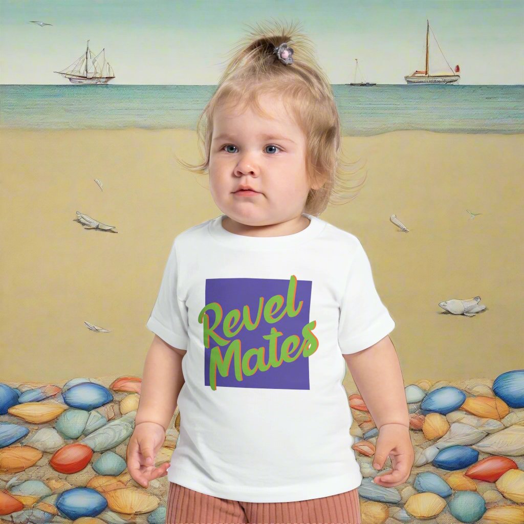 Unisex Infant Fine Jersey T-Shirt | 6M-24M | Lavender & Lime RevelMates Square Design | 4 colors