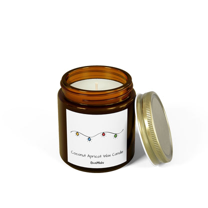 Coconut Apricot Wax Scented Candles (4oz, 9oz) | Christmas Lights Design | 2 colors | 9 scents