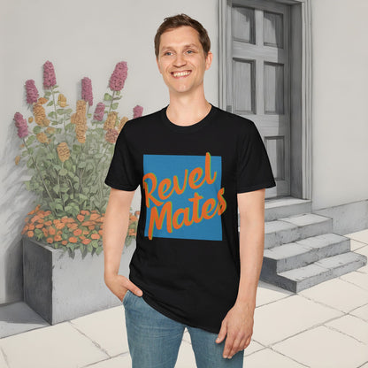 Unisex Softstyle T-Shirt | Blue & Orange RevelMates Square Design | 4 colors