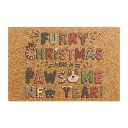 Coconut Fiber Doormat | Furry Christmas Design