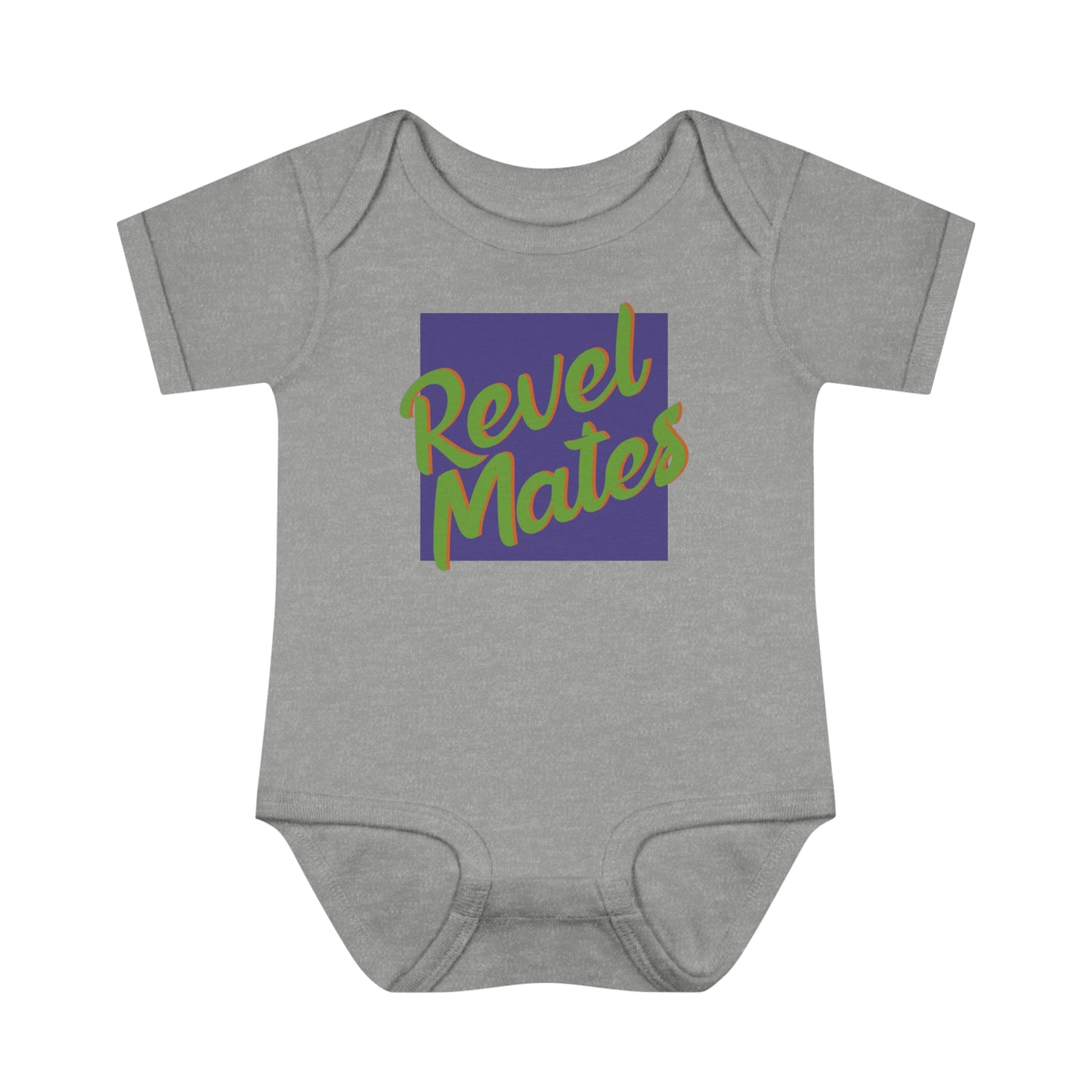 Unisex Infant Baby Rib Bodysuit | NB-24M | Lavender & Lime RevelMates Square Design | 4 colors