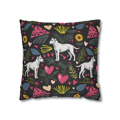 Spun Polyester Square Pillowcase | Hearts & Tails Design | 4 sizes