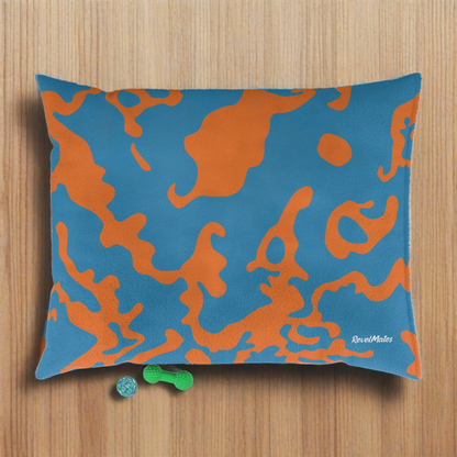 Pet Bed | for Dogs, Cats and all beloved Pets | Camouflage Blue & Orange Design