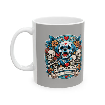 Ceramic Mug (11oz, 15oz) | Dog Skull Tattoo Design | 2 colors | 2 sizes