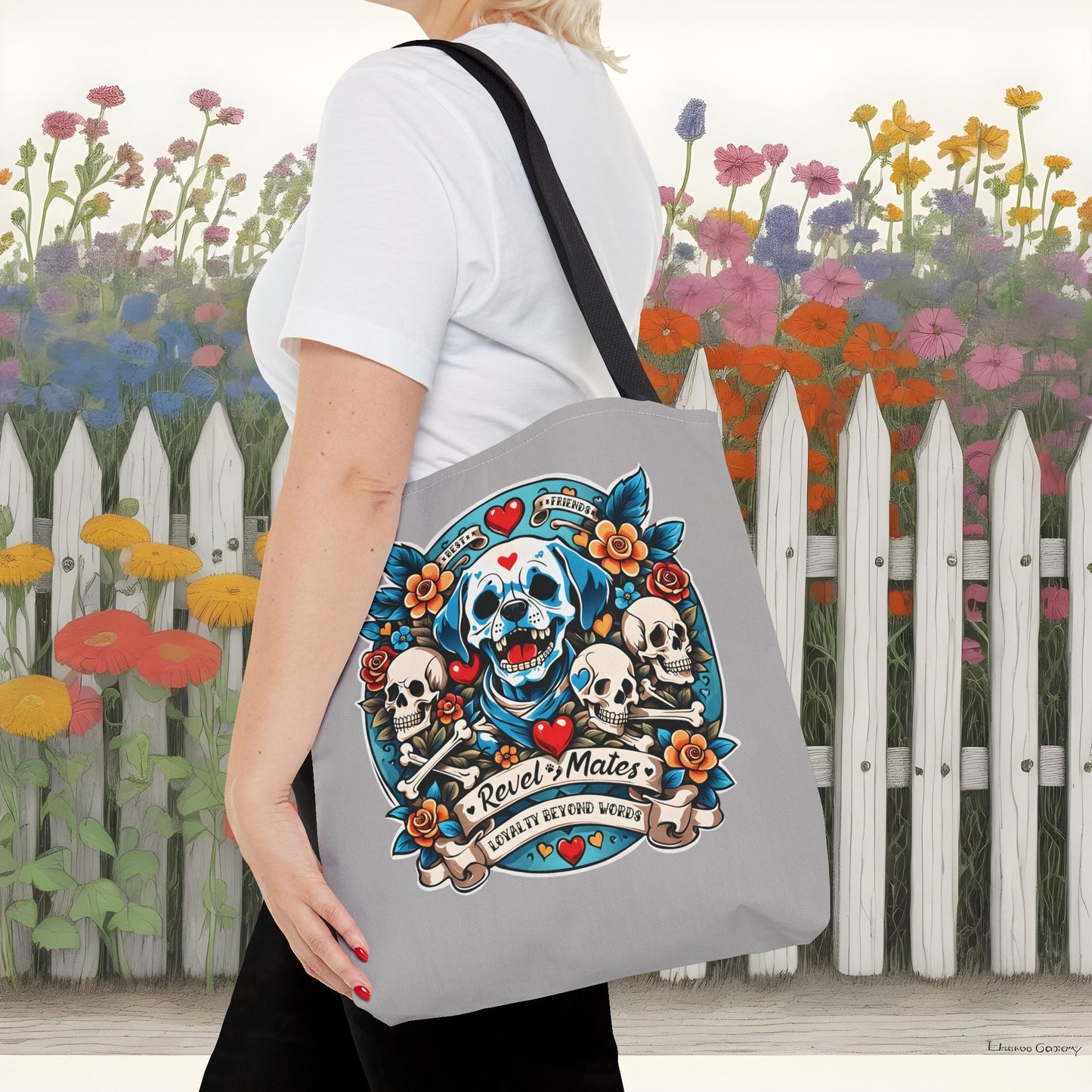 Tote Bag | All Over Print Bag | Dog Skull Tattoo Design