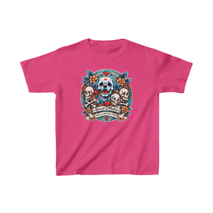 Unisex Kids Heavy Cotton™ T-Shirt | Dog Skull Tattoo Design | 20 colors