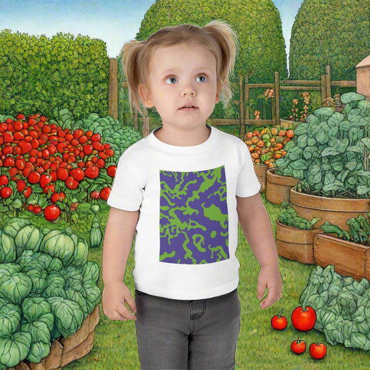 Infant Unisex Lightweight Fine Jersey T-Shirt | 6M-24M | Camouflage Lavender & Lime Design