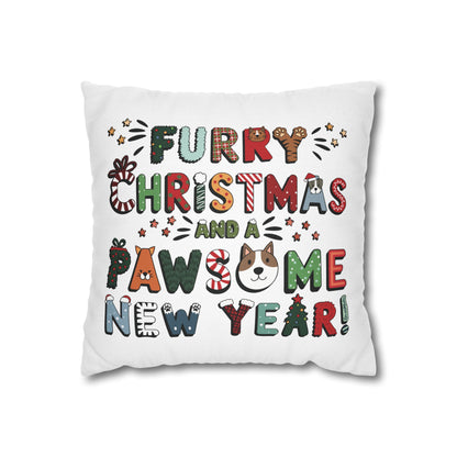 Spun Polyester Square Pillowcase | Furry Christmas Design | 4 sizes