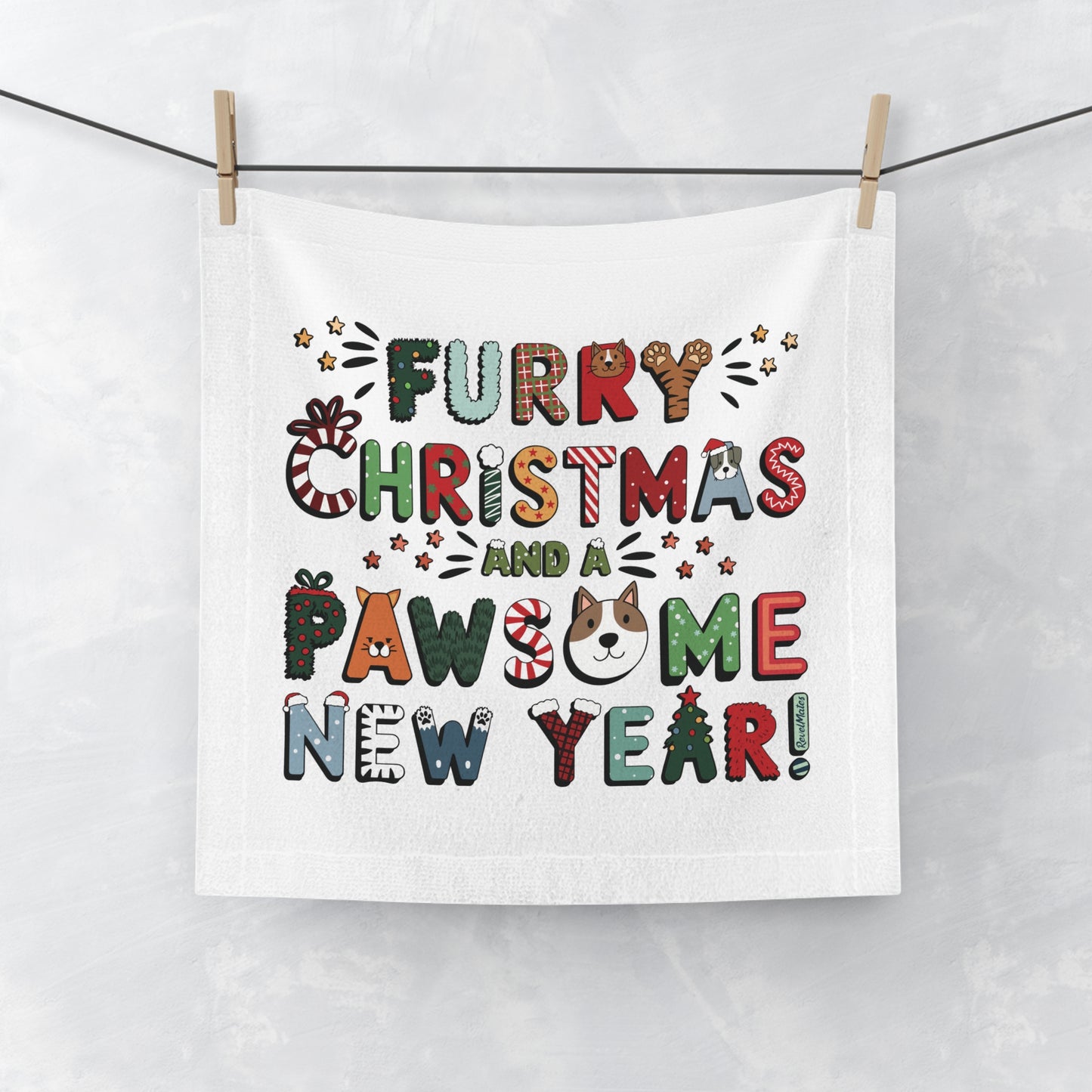 Face Towel | Furry Christmas Design | 3 colors