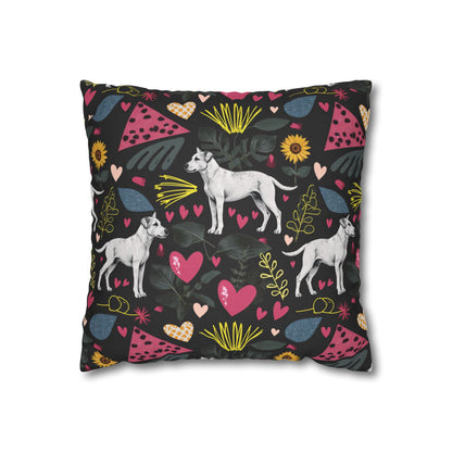 Spun Polyester Square Pillowcase | Hearts & Tails Design | 4 sizes