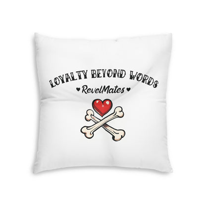 Square Tufted Floor Pillow | for Pets and Companions | Dog Skull Tattoo Design | 4 colors