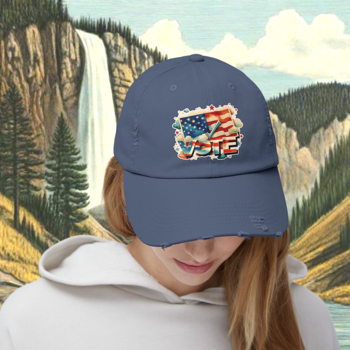 Unisex Distressed Cap | VOTE Watercolor Design | US Elections | 8 colors