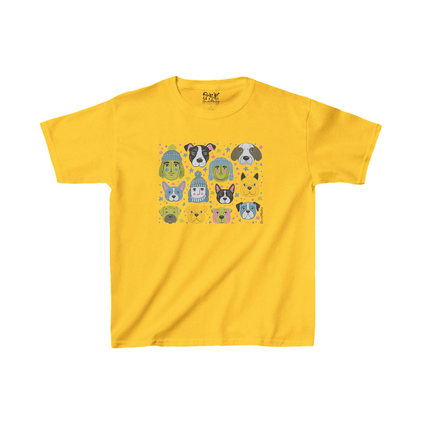 Youth Unisex Heavy Cotton T-Shirt | Winter Doggies Design | 9 colors