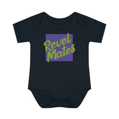 Unisex Infant Baby Rib Bodysuit | NB-24M | Lavender & Lime RevelMates Square Design | 4 colors