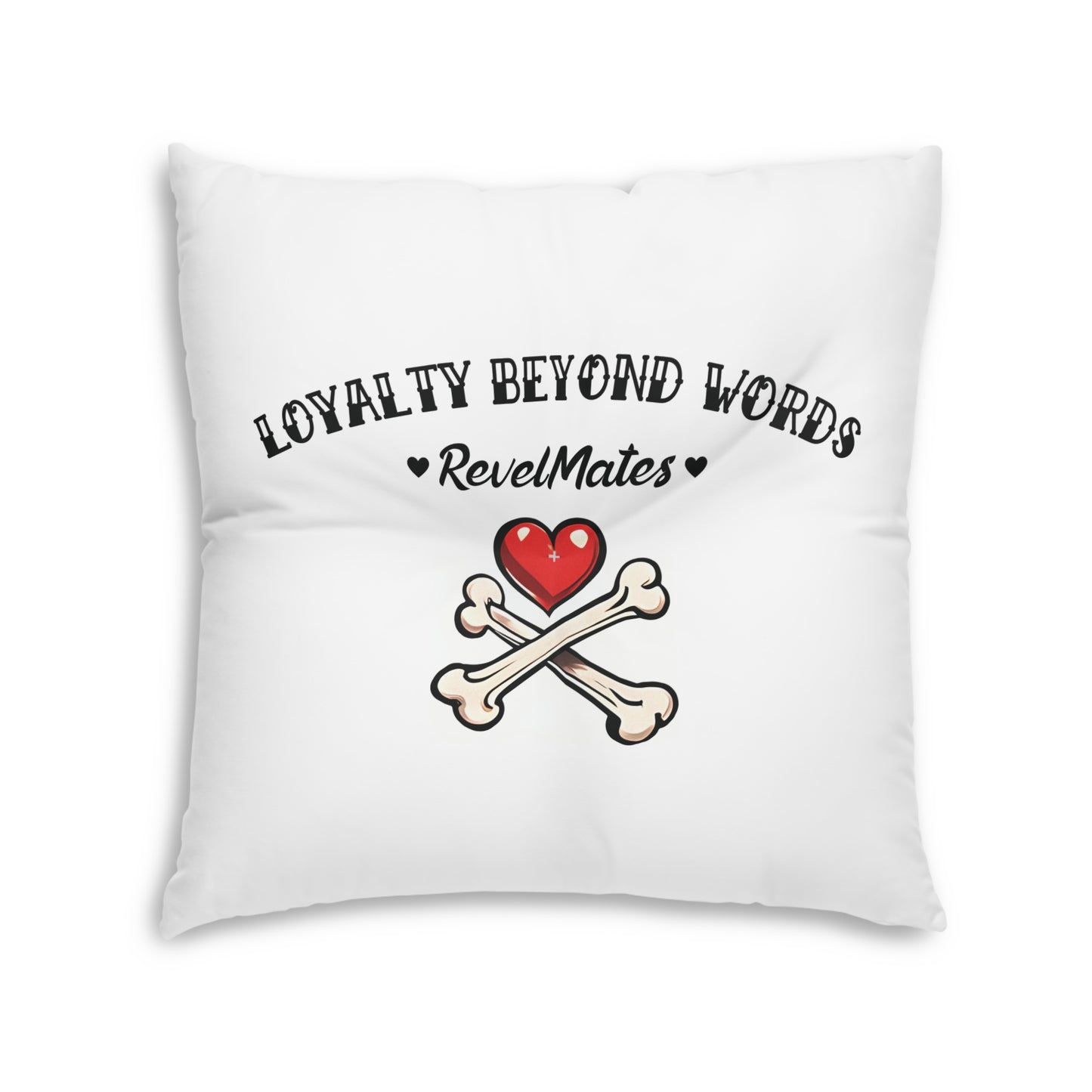 Square Tufted Floor Pillow | for Pets and Companions | Dog Skull Tattoo Design | 4 colors