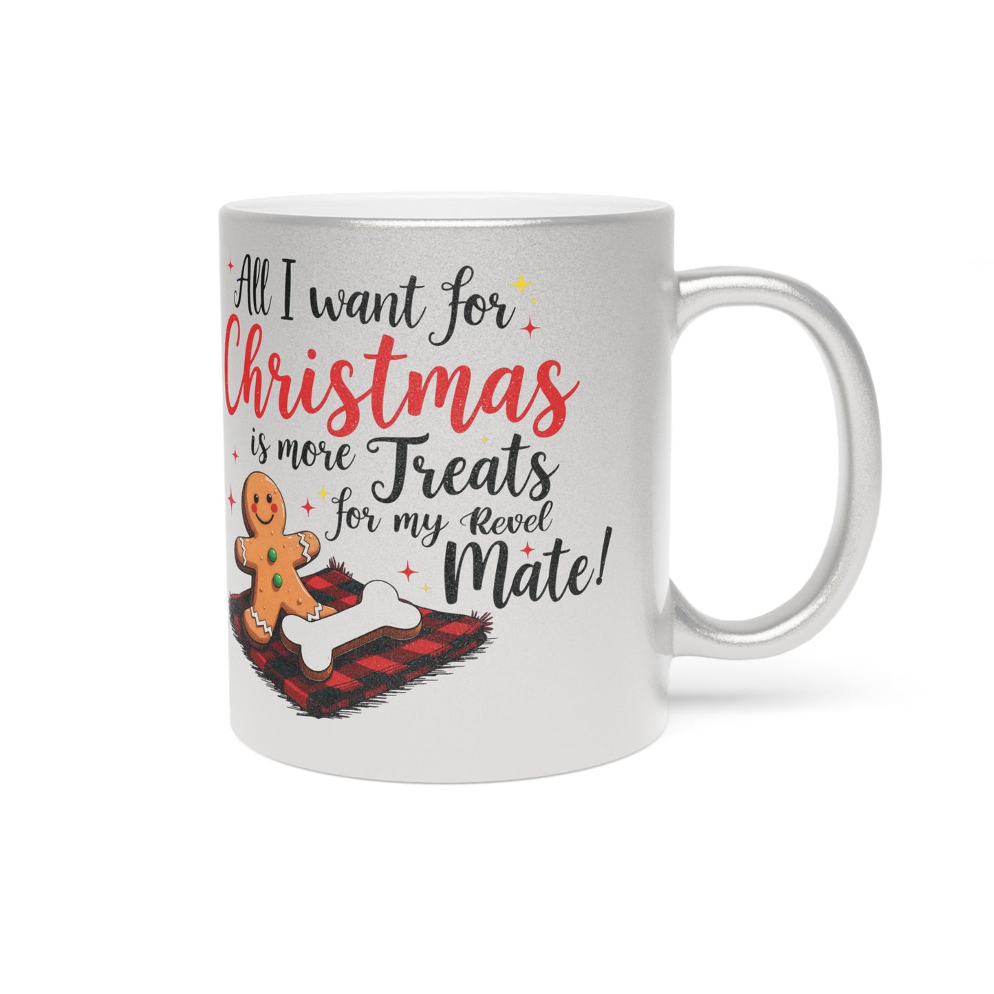 Silver & Gold Metallic Ceramic Mugs (11oz) | Ginger Cookie Mates Design | 2 colors