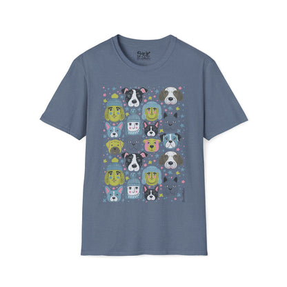 Unisex Softstyle T-Shirt | Winter Doggies Design | 15 colors