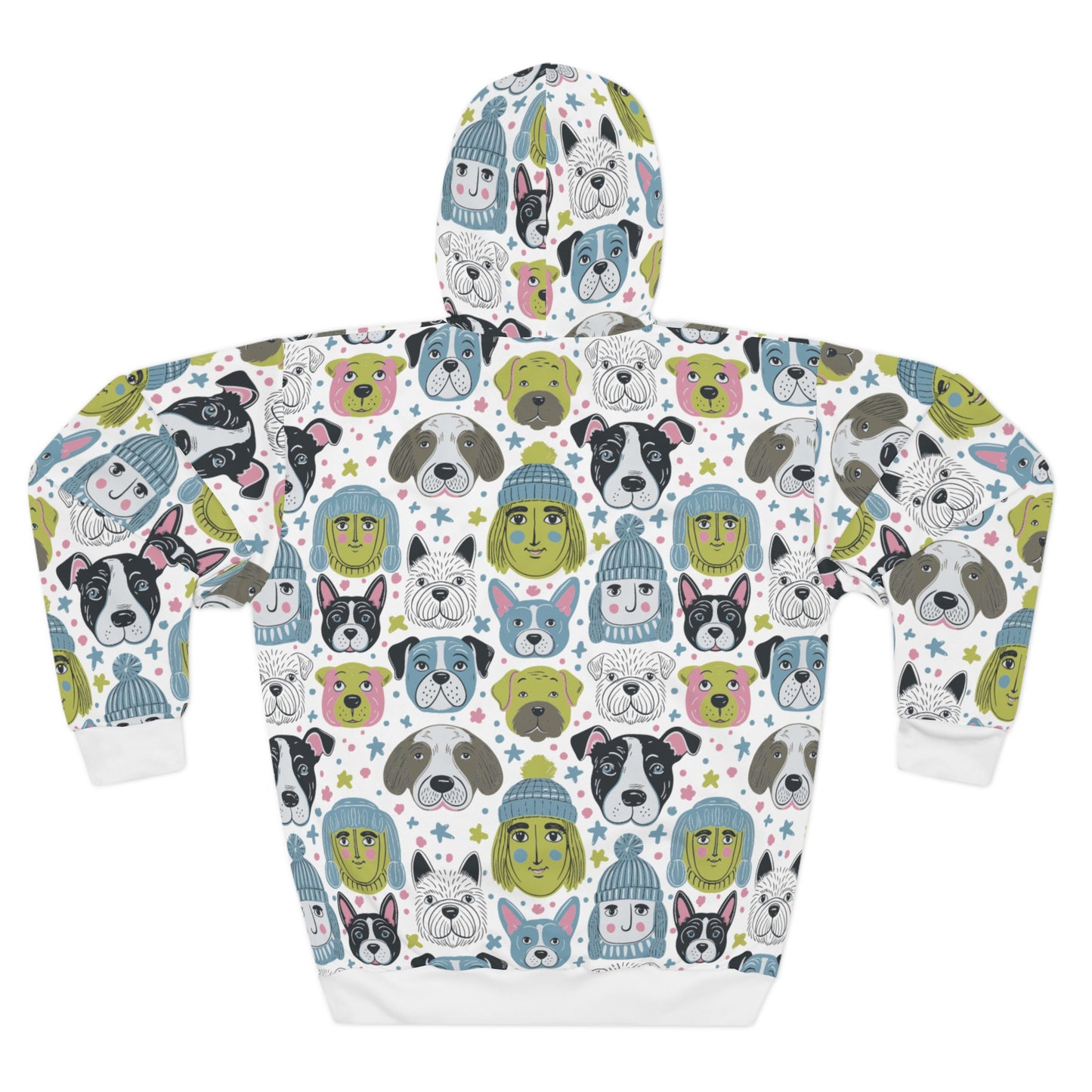 Unisex Cut & Sew Pullover Hoodie | All Over Print Hoodie | Winter Doggies Design