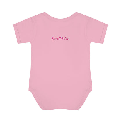 Infant Unisex Baby Rib Bodysuit | NB-24M | Black & Fuchsia RevelMates Square Design | 4 colors