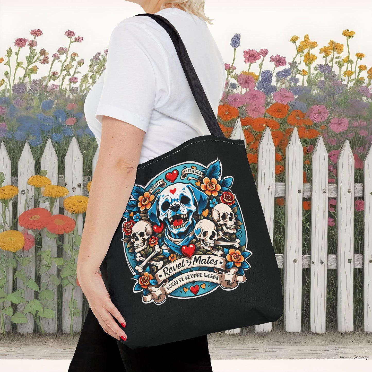 Tote Bag | All Over Print Bag | Dog Skull Tattoo Design