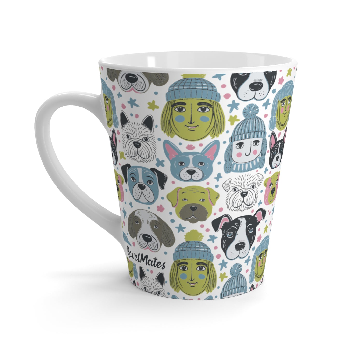 Latte Mug 12oz (350 ml) | Winter Doggies Design