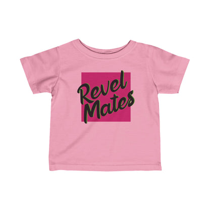 Infant Unisex Fine Jersey T-Shirt | 6M-24M | Fuchsia & Black RevelMates Square Design | 4 colors