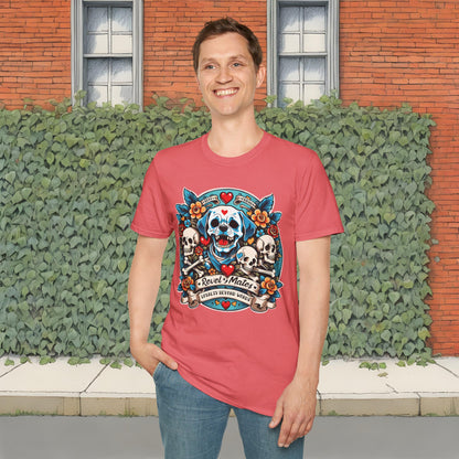 Unisex Softstyle T-Shirt | Solid Colors | Dog Skull Tattoo Design | 15 colors