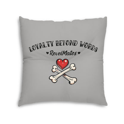 Square Tufted Floor Pillow | for Pets and Companions | Dog Skull Tattoo Design | 4 colors