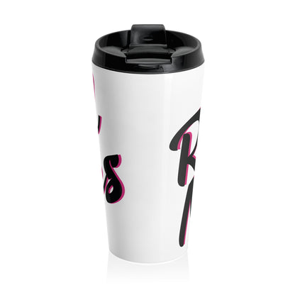 Stainless Steel Travel Mug With Cup 15oz (440ml)| White & Black RevelMates Design