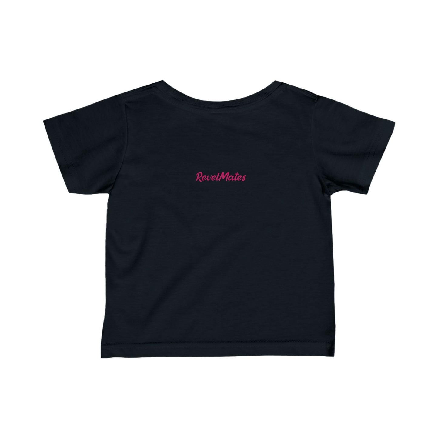 Infant Unisex Fine Jersey T-Shirt | 6M-24M | Fuchsia & Black RevelMates Square Design | 4 colors