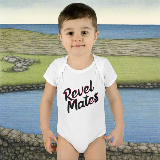 Unisex Infant Baby Rib Bodysuit | NB-24M | White & Black RevelMates Design