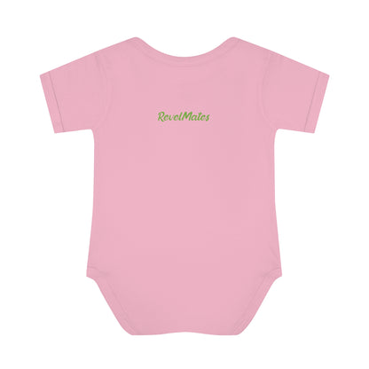 Unisex Infant Baby Rib Bodysuit | NB-24M | Lavender & Lime RevelMates Square Design | 4 colors