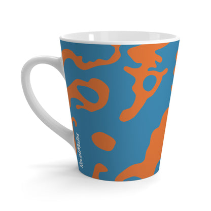 Latte Mug 12oz (350 ml) | Camouflage Blue & Orange Design