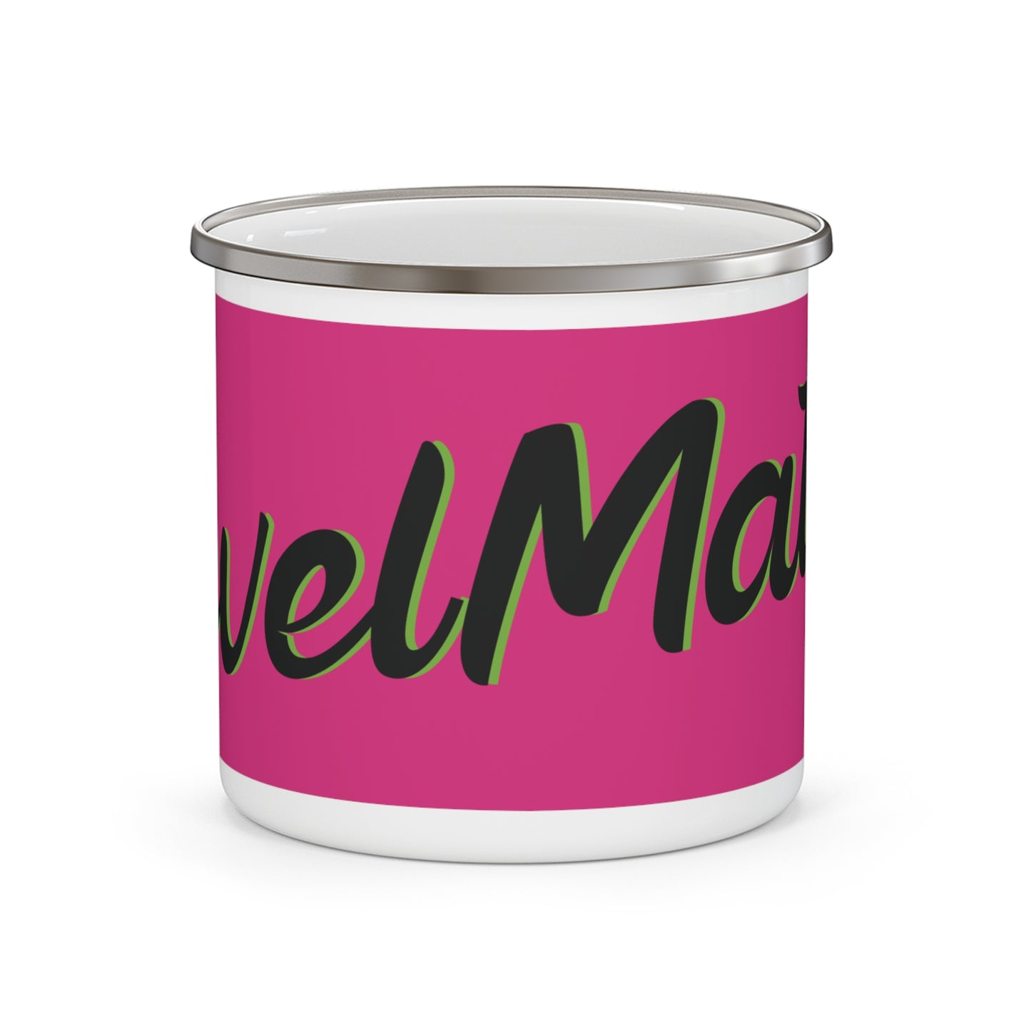 Enamel Camping Mug 12oz (350ml) | Fuchsia & Black RevelMates Design